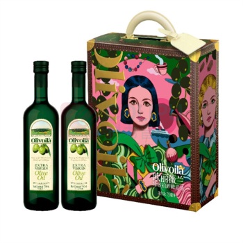 欧丽薇兰 Olivoila 特级初榨橄榄油初榨凉拌烹饪 仅供辽宁 750ml*2瓶插画款礼盒