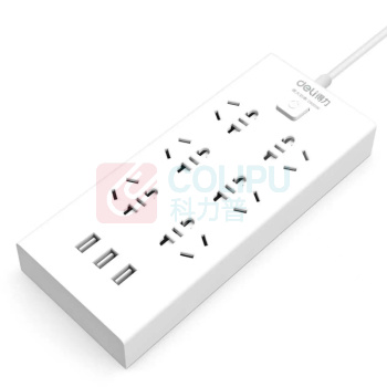 得力 3USB接口+6组合孔智能快充插线板全长2米带保护门插排 18284 5个/组 