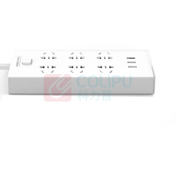 得力 3USB接口+6组合孔智能快充插线板全长2米带保护门插排 18284 5个/组 
