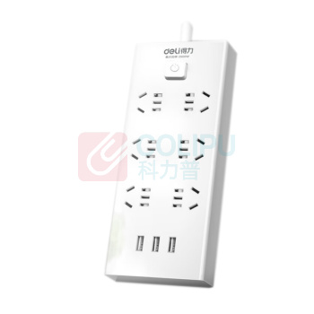 得力 3USB接口+6组合孔智能快充插线板全长2米带保护门插排 18284 5个/组 