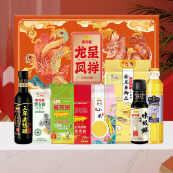 金龙鱼 厨房油盐酱醋生抽酱油米面组合 金龙鱼龙凤呈祥B款 2600g+1100ml调味品米面套装 年货礼品送长辈