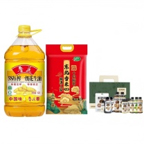 鲁花 粮油组合B (鲁花 5S压榨一级花生油5L+十月稻田东北大米5kg+松鲜鲜自然赏味臻选礼515g+595ml)