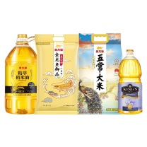 金龙鱼 米面粮油组合(金龙鱼精萃稻米油5L+金龙鱼孔雀呈祥飞五常大米5kg+金龙鱼御品麦芯粉5kg+金龙鱼KING'S特级亚麻籽油1.5L) (青甘宁内蒙海南,新疆西藏偏远地区不发货)