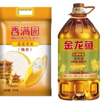 金龙鱼 粮油组合套餐 LB-3 【金龙鱼压榨特香菜籽油5L/桶+香满园莲花香米5kg/袋】