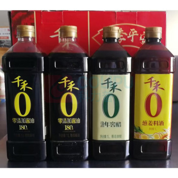 千禾 零添加礼盒 180天酱油1L*2 +窖醋3年1L*1+零添加葱姜料酒1L*1