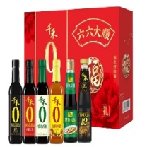 千禾 零添加六六大顺礼盒 180天零添加生抽500ml*1 +耗油510g*1+零添加纯酿红500ml*1 +零添加料酒500ml*1 +零添加糯米香醋 500ml*1 +蒸鱼豉油435ml*1