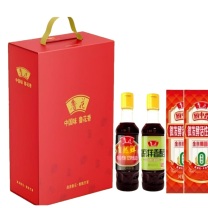 鲁花 四季如意礼盒 四件装 自然香料酒 418ml PET瓶 *1 自然鲜红烧酱油 418ml PET瓶 *1 厨中香金丝椭圆面150g 袋装* 2