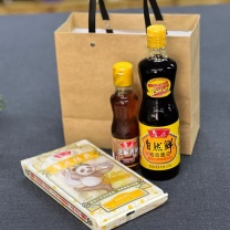鲁花 鲜香拌面 粮油组合  鲁花中麦经典鸡蛋椭圆挂面600g+鲁花芝麻香油180ml+鲁花自然鲜酱香酱油500ml