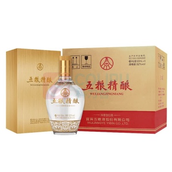 五粮液 五粮精酿·天拉丝金 金装52度 500ml*6