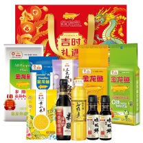 金龙鱼 吉时礼遇大礼包B款 2800g+1200ml 金龙鱼谷维多稻米油400ml金龙鱼零添加米醋500ml金龙鱼特级味极鲜150ml金龙鱼特级味极鲜150ml金龙鱼家常鸡蛋挂面500g