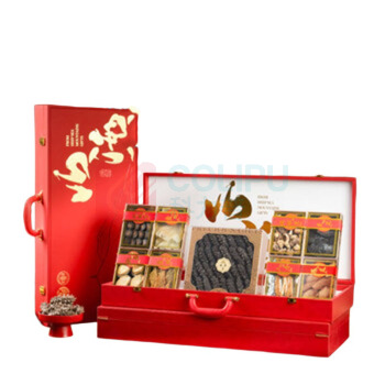 参天源 红盒九拼大连海参鲍鱼海鲜干货礼盒 山海红 (海参款) (红色)