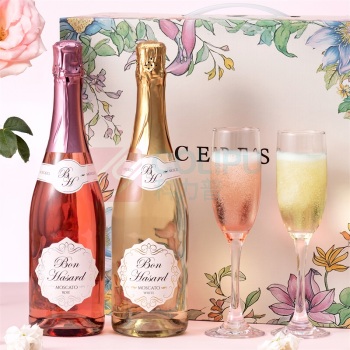 CERES 莫斯卡托甜起泡葡萄酒双支礼盒装 (甜白+甜红) 750ml*2 送香槟杯