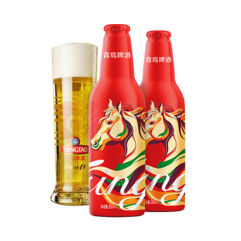 青岛啤酒 TSINGTAO 鸿运当头马年限定生肖款啤酒 355ml/瓶 12瓶/箱