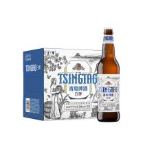 青岛啤酒 TSINGTAO 全麦白啤 原麦汁浓度10°P 500ml/瓶 12瓶/箱