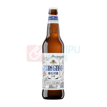 青岛啤酒 TSINGTAO 全麦白啤 原麦汁浓度10°P 500ml/瓶 12瓶/箱