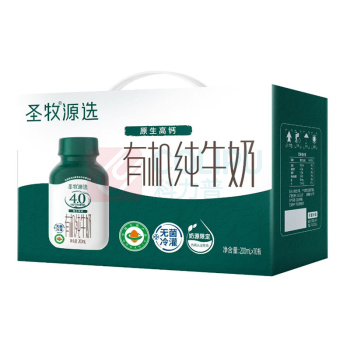 圣牧 PET有机纯牛奶 4.0g蛋白 200ml/瓶 10瓶/箱