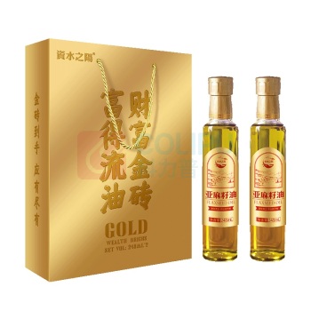 資水之陽 亚麻籽油 富得流油财富金砖礼盒 亚麻籽油248ML*2