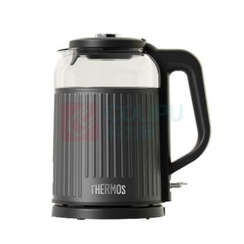 膳魔师 THERMOS 电热水壶 1600W EHA-1337A 1.8L (曜石黑) 205*160*240mm 高硼硅玻璃+PP+不锈钢+钛底盘