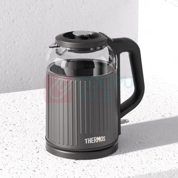膳魔师 THERMOS 电热水壶 1600W EHA-1337A 1.8L (曜石黑) 205*160*240mm 高硼硅玻璃+PP+不锈钢+钛底盘