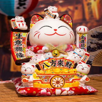 侑家良品 招财猫 自动摇手发财猫客厅摆件店铺开业礼品乔迁礼物 12寸大号