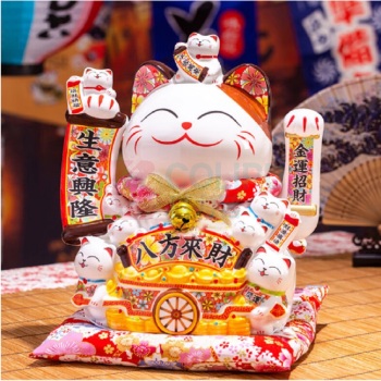 侑家良品 招财猫 自动摇手发财猫客厅摆件店铺开业礼品乔迁礼物 12寸大号