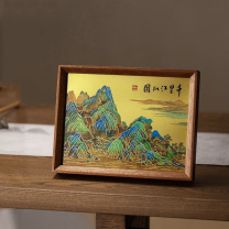 朱炳仁 朱炳仁铜 千里江山桌屏书房办公室桌面小摆件相框装饰壁画礼赠 千里江山桌屏 220*170*35mm 中式
