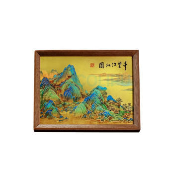 朱炳仁 朱炳仁铜 千里江山桌屏书房办公室桌面小摆件相框装饰壁画礼赠 千里江山桌屏 220*170*35mm 中式