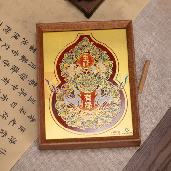 朱炳仁 朱炳仁铜X敦煌美术研究所生财有禄桌屏书房办公室桌面小摆件 生财有禄桌屏 8寸 中式