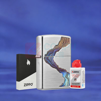 之宝 Zippo 打火机含油套装 川流不息 含小小油15ML
