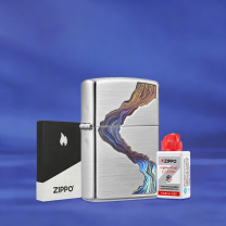之宝 Zippo 打火机含油套装 川流不息 含小小油15ML
