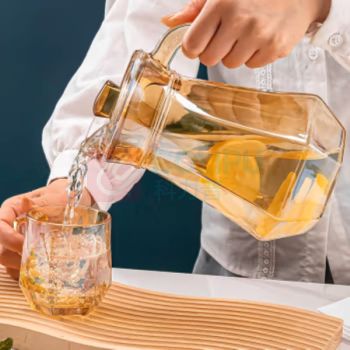 乐唯诗 玻璃冷水壶 杯子 凉水壶 玻璃家用大容量水瓶 凉白开水杯茶壶套装 冷水壶套装 【1壶4杯】
