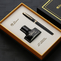 毕加索 PICASSO 亮黑金夹铱金笔20ML小墨水礼盒 PS-717 铱金笔+墨水20ml