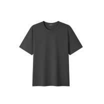 蓝简 100%纯棉吸汗透气圆领正肩短袖 S-3XL 黑色