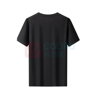 蓝简 100%纯棉吸汗透气圆领正肩短袖 S-3XL 黑色