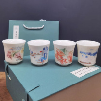 渝礼堂 重庆特色文创伴手礼山城四季品茗杯茶杯礼盒 四件套礼盒