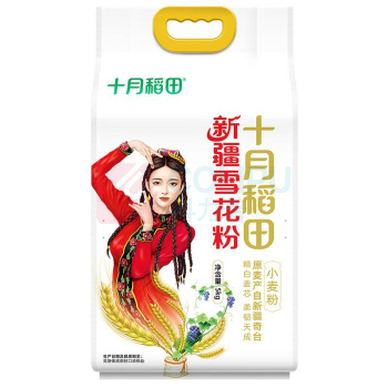 十月稻田 SHIYUEDAOTIAN 雪花粉 白面 中筋小麦粉 面条饺子粉 家庭面粉 新疆奇台面粉10斤 10斤