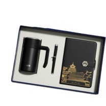 禾恋 伴手礼 JD-03-WHB (黑色) 办公杯*1,笔*1,窗花扣笔记本*1