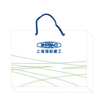 科力普 COLIPU 定制横版纸袋 400*300*120mm 250克白卡 单面哑膜 四色印刷 蓝色三股绳