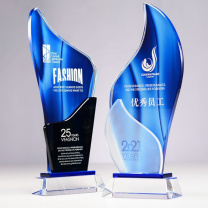 水晶奖杯突出贡献奖杯-12*4.5*26cm水晶奖杯突出贡献奖杯-12*4.5*26cm-logo激光雕刻