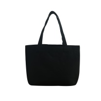 单肩帆布袋12安涤棉不含暗扣 中号-横款 40*35cm (黑色) 起订量:1000个