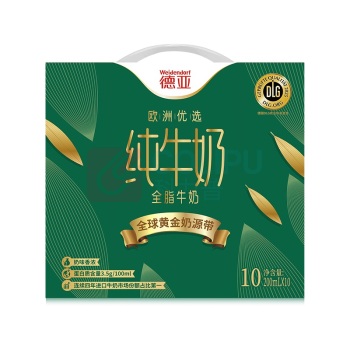 德亚 WEIDENDORF 欧洲优选(黄金奶源带)全脂纯牛奶 200ml*10礼盒