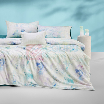 罗莱 LUOLAI 60S全棉贡缎四件套 雾隐花澜 枕套:48*74cm*2 被套:200*230cm*1 床单:230*250cm*1