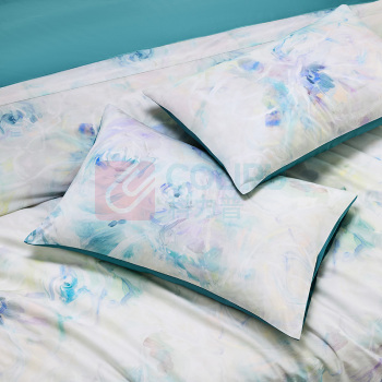 罗莱 LUOLAI 60S全棉贡缎四件套 雾隐花澜 枕套:48*74cm*2 被套:200*230cm*1 床单:230*250cm*1