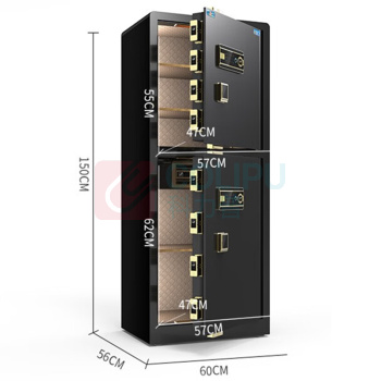 虎牌 TIGER 指纹密码双门保险柜 博瑞150 外H1500*W600*D560mm 内上H550*W570*D470mm 内下H620*W570*D470mm (钢琴黑) 115±2KG