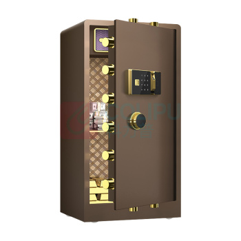 臻远 全钢实心保险柜办公防盗保险箱指纹密码款 ZY-NW-BXGS-56 W520*D480*H1000mm (咖色)