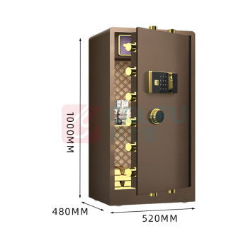臻远 全钢实心保险柜办公防盗保险箱指纹密码款 ZY-NW-BXGS-56 W520*D480*H1000mm (咖色)