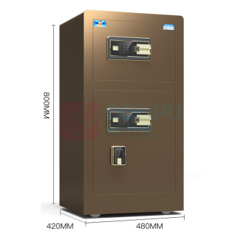 虎牌 TIGER 指纹密码保管箱 BGX-M/D-80BLS 外H800*W480*D420mm 内上H280*W450*D330mm 内下H240*W450*D330mm (睿智黑/咖啡色) 48KG