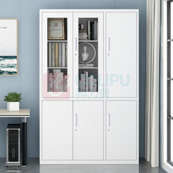洛克菲勒 加厚办公柜资料档案柜带锁1180六门书柜右 1850*1180*400mm (亚光灰)