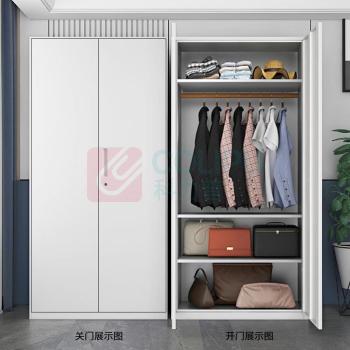洛克菲勒 钢制家用衣柜 厚度0.8mm 单锁 对开门 高1850*宽900*深500mm (亚光灰)