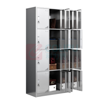 圣斯顿 304材质不锈钢12门更衣柜储物柜 JX-G180304-12 1800*900*350mm (不锈钢色)